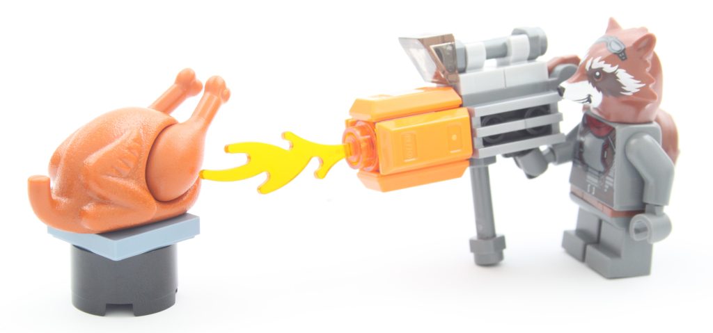 lego marvel 76231 GOTG Advent Calendar review turkey gun 1024x479